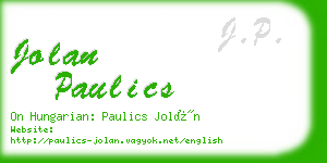 jolan paulics business card